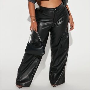 Faux leather cargo pant